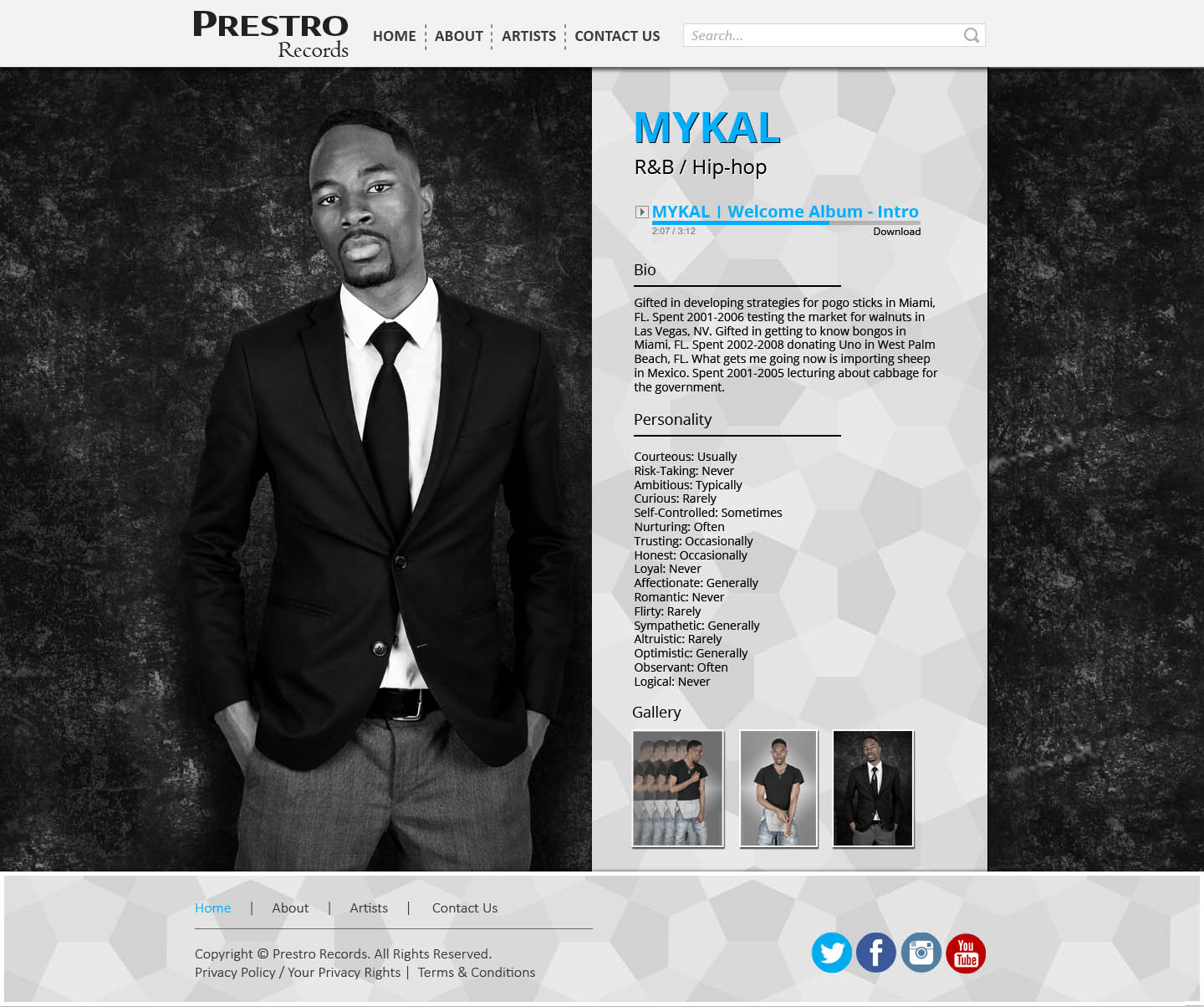 Presto Records site design draft